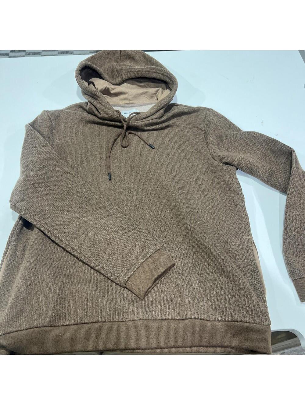 Goodfellow & Co Hoodie Sweatshirt Mens Large Brown Fleece Pullover Pockets
